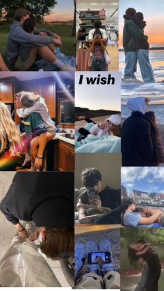 collage of photos with people on the beach and in the background text reads, i wish