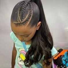 Cornrow Ideas For Kids, Angel Hairstyles, Kids Ponytail Hairstyles, Cornrow Ponytails, Ponytail Hairstyles For Kids, Weave Ponytail Hairstyles, Fishtail Braids