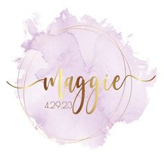 the logo for an event with gold lettering and purple watercolor paint on white background