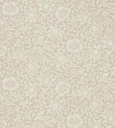 a beige and white wallpaper with flowers on it