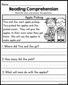 an apple picking worksheet with the words reading comprehension on it