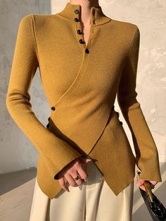 Urban Plain Cross Regular Fit Long Sleeve Sweater | stylewe Winter Knit Sweater, Acrylic Sweater, Spring Sweater, Tea Length Dresses, Ladies Tops, Tops Fashion, Plus Size Sweaters, Outfit Look, Fashion 2024