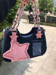 Tas Denim, Tas Bahu, Denim Crossbody, Denim Shoulder Bags, Zip Purse, Jean Vintage, Vintage Shoulder Bag, Pretty Bags, Pink Stars