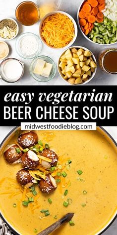 this easy vegetarian beer cheese soup is the perfect way to use up those leftovers