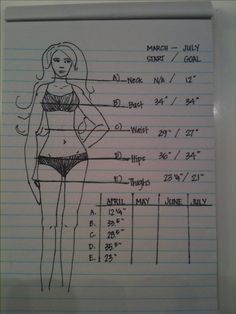 a drawing of a woman's body and measurements