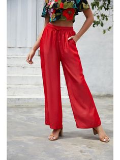 The EMES SHOP pants are detailed with a fun drawstring waist detail that is easily adjustable for your comfort. Features a palazzo style silhouette. solid color. and slant pockets. Style it with a halter cropped top for a dazzling look this season.MATERIAL:100% Soft Poly MEASUREMENTS:Trousers length 40"-42"in Small |Waist: 26"-28"in |Hip: 38"-40"in Medium|Waist: 28"-30"in |Hip: 40"-42"in Large|Waist: 30"-32"in |Hip: 42"-44"in XL |Waist: 32"-34"in |Hip: 44"-46"in Lace Bandage Dress, Wide Leg Pants Women, Palazzo Style, Streetwear Fall, Spring Dresses Women, Clothing Factory, Shop Pants, Luxury Wear, Red Cocktail Dress