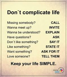 a sign that says, don't complicate life missing somebody?