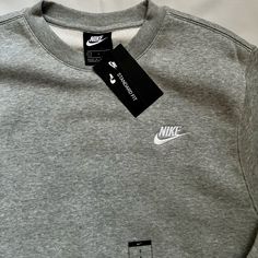 Nike Air Sportswear Club Fleece Crewneck Sweater Men’s Size: S Nwt. Never Worn Heather Gray Gray Fleece Sweatshirt For Sports, Nike Sporty Winter Sweatshirt, Sporty Nike Sweatshirt For Winter, Sporty Fleece Sweats In Athletic Heather, Gray Moisture-wicking Sweatshirt For Streetwear, Sporty Athletic Heather Fleece Sweats, Athletic Heather Fleece Sweats For Sports, Fleece Crew Sweats For Athleisure, Fleece Crew Sweats In Athleisure Style