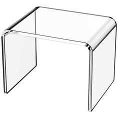 a clear glass table sitting on top of a white floor