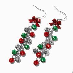 Claire's Christmas Bells & Bow Drop Earrings Christmas Earrings Handmade, Crown Hair Clip, Sensitive Ears Earrings, Piercing Kit, Flower Crown Hairstyle, Word Bracelet, Holiday Earrings, Bags For Teens, Jewelry Words