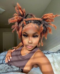 Locs Black Women, Dyed Locs, Dyed Hair Inspiration, Dreadlock Hairstyles