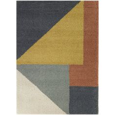 an area rug with various colors and shapes