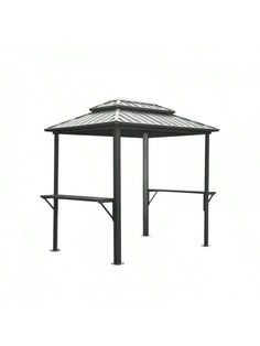 a black metal gazebo sitting on top of a white background