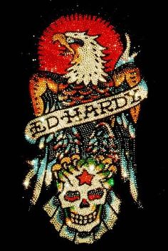 an image of a skull with a banner on it's head and the words red beard