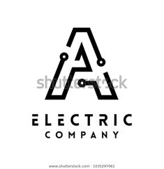 the letter logo is made up of geometric shapes and has an electrical connection inside it