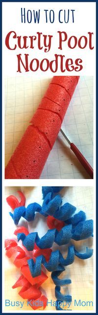 the instructions for how to cut curly pool noodles