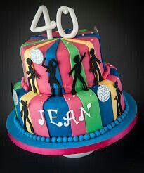 a colorful birthday cake with the number forty on it