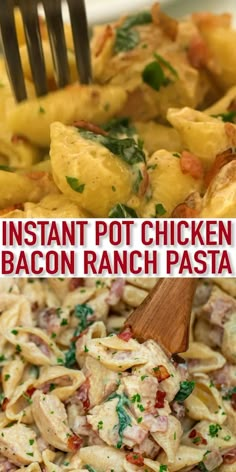 an image of instant pot chicken bacon ranch pasta