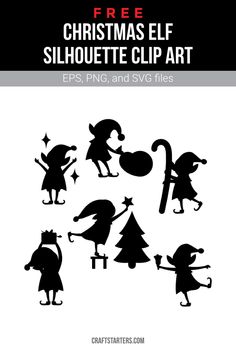 christmas elf silhouette clip art with the text, free for use in this holiday crafting project