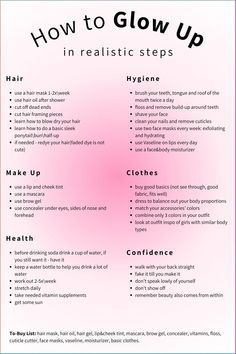 basic realistic things to do in order to glow up <3 comment if you're going to do some of these :) follow for more #glowup #fashion #pilates #healthy #lifestyle #clothes #girls it girl, self care, that girl, beauty tips, glow up tips How To Look Attractive, Morning Makeup, Holiday Dates, Clearer Skin, Homeopathic Remedies, Clean Hair, Beach Beauty, Summer Glow, Glow Up Tips