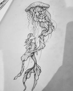 How To Draw Jellyfish Tentacles, Jellyfish And Mermaid Tattoo, Ocean Wrap Around Tattoo, Floral Stingray Tattoo, Jellyfish Sleeve Tattoo, Ocean Rib Tattoo