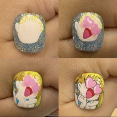 Sailor Moon Nails Simple, Nail Character Designs, Uñas Sailor Moon, Sailor Moon Nail Art, Nail Anime, Nail Art Cartoon, Anime Nail Art, Sugar Skull Nails, Sailor Moon Nails