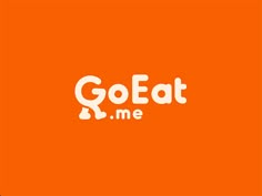 an orange square with the word go eat me written in white on it, against a red background