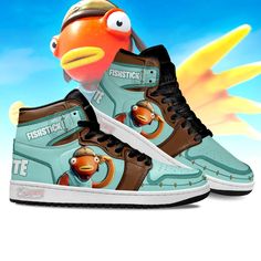 Fishstick J1 Shoes Custom For Video Game Fans-Gear Wanta Fortnite Concept Skins, Fortnite Shoes, J1 Shoes, Skin Fortnite, Custom Jordans, Fortnite Game, Futuristic Shoes, Райан Гослинг, Nike Fashion Shoes