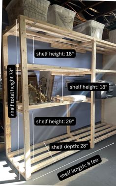 the shelves are labeled with different types of items to choose from in their storage area