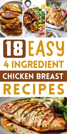 In this post, we’ll show you 18 Easy 4 Ingredient Chicken Breast Recipes. All of them use just 4 ingredients, making them super easy. You won’t need to run to the store for lots of things. These recipes are fast, delicious, and sure to be family favorites. #ChickenBreastRecipes #4IngredientChickenBreast #ChickenBreast Easy Quick Chicken Recipes 3 Ingredients, Chicken Recipes Light, Easy And Quick Chicken Recipes, Simple Chicken Recipes 4 Ingredients, Different Ways To Make Chicken Breast, Easy Quick Chicken Breast Recipes, Recipes For Chicken Breast Easy, Chicken Breast Recipes For One, Easy Chicken Recipes With Few Ingredients Simple Meals