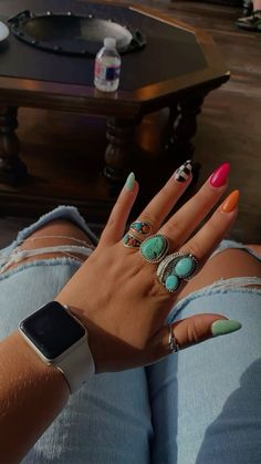 Western Fall Acrylic Nails, Punchy Cowgirl Nails, Royal Blue Western Nails, Halloween Western Nails, Western Fall Nail Ideas, Square Western Nails, Basic Western Nails, Western Birthday Nails, Bright Western Nails