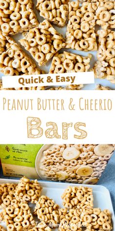 the peanut butter and cheero bars are ready to be eaten for breakfast or dessert