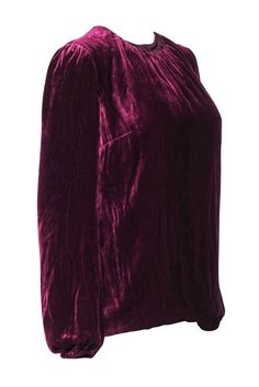 Add a touch of luxury to your wardrobe with this Dolce & Gabbana blouse. Made from soft velvet, its romantic puff sleeves and precious pleats add an elegant touch. The gorgeous burgundy hue and keyhole detail will make you stand out in style. Pairs perfectly with leather pants and black heeled boots. Size 2 (D&G 38) Main 82% Viscose, 18% Silk Lining 94% Silk, 6% Elastane Pullover Crewneck Back keyhole w/ snap button Puff sleeve w/ elastic cuffs Bust 38" Waist 38" Shoulder to hem 25" Sleeve lengt Chic Long Sleeve Velvet Blouse, Elegant Velvet Blouse For Fall, Elegant Long Sleeve Velvet Blouse, Elegant Long Sleeve Velvet Tops, Elegant Velvet Evening Blouse, Elegant Velvet Tops For Fall, Fall Evening Velvet Tops, Chic Velvet Evening Top, Chic Fitted Velvet Blouse