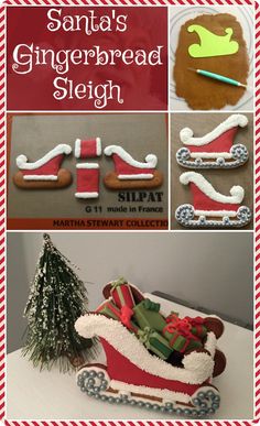 the gingerbread sleigh is decorated with icing