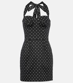 Polka-dot cotton-blend drill corset dress in black - Dolce Gabbana | Mytheresa Fitted Halter Neck Dress For Casual Wear, Fitted Halter Neck Dress For Dress Down Occasions, Fitted Sundress With Sweetheart Neckline Corset, Cotton Mini Dress With Square Neck And Lining, Fitted Halter Neck Sundress Mini Dress, Cotton Dresses With Fitted Lined Bodice, Fitted Halter Neck Mini Sundress, Fitted Cotton Corset Dress For Summer, Cotton Midi Dress With Fitted Bodice And Sweetheart Neckline