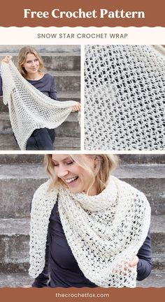 the free crochet pattern for snow star shawl