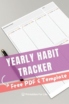 This printable yearly habit tracker PDF is a resolutioner's dream! Follow through on major personal goals by reviewing your 365-day habits. Habit Tracker Printable Monthly, Free Habit Tracker