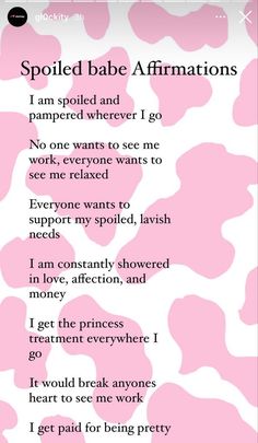 a pink and white camouflage print with the words spoiled babe affirmations