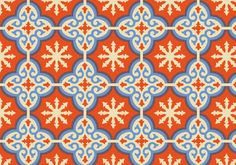 an orange and blue tile pattern