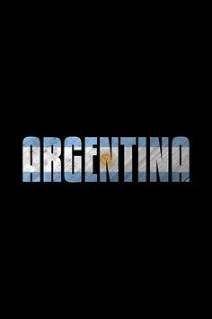 argentina flag with the word argentina written in blue and white on it, against a black background