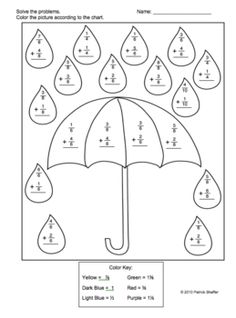 a worksheet with an umbrella in the rain for addition to subtraction