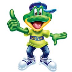 a cartoon frog wearing a baseball cap giving the thumbs up