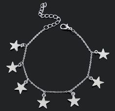 Style: Europe and America Material: Alloy Processing: Plating Category: Bracelet Silver Star Bracelet, Glow Bracelets, Summer Beach Jewelry, Womens Ankle Bracelets, Unusual Necklace, Starburst Necklace, Anklets For Women, Foot Bracelet, Retro Bracelet