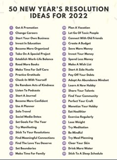 the 50 new year's resolution ideas for 2012, with text overlaying it