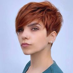 Pixie Wedding Hair, Pixie Cut With Long Bangs, Edgy Pixie Hairstyles, Crop Haircut, Short Red Hair, Pixie Cut With Undercut, Edgy Pixie, Pixie Cut With Bangs, Crop Hair