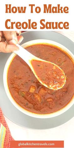 a person holding a spoon over a bowl of crocky sauce with the title above it