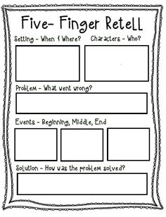 five - finger retelll worksheet for students to practice their writing skills