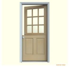 JELD-WEN 32 in. x 80 in. 9 Lite Unfinished Wood Prehung Right-Hand Inswing Dutch Front Door w/Primed AuraLast Jamb and Brickmold-O11105 - The Home Depot Dutch Front Door, Front Porch Renovation, Dutch Doors Diy, Prehung Exterior Door, Painting Wood Paneling, Wood Entry Doors, Brick Molding, Wood Front Doors, Exterior Front Doors