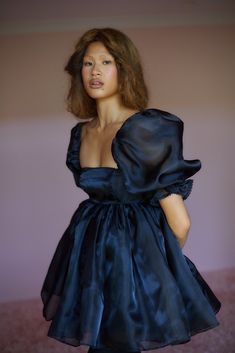 Short Puffy Sleeves, Dress For Party, Looks Pinterest, Puff Dress, Organza Dress, Ruffles Fashion, Looks Chic, Puffy Sleeves, Dress For Short Women