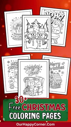 christmas coloring pages for adults and children with the text, 30 free christmas coloring pages